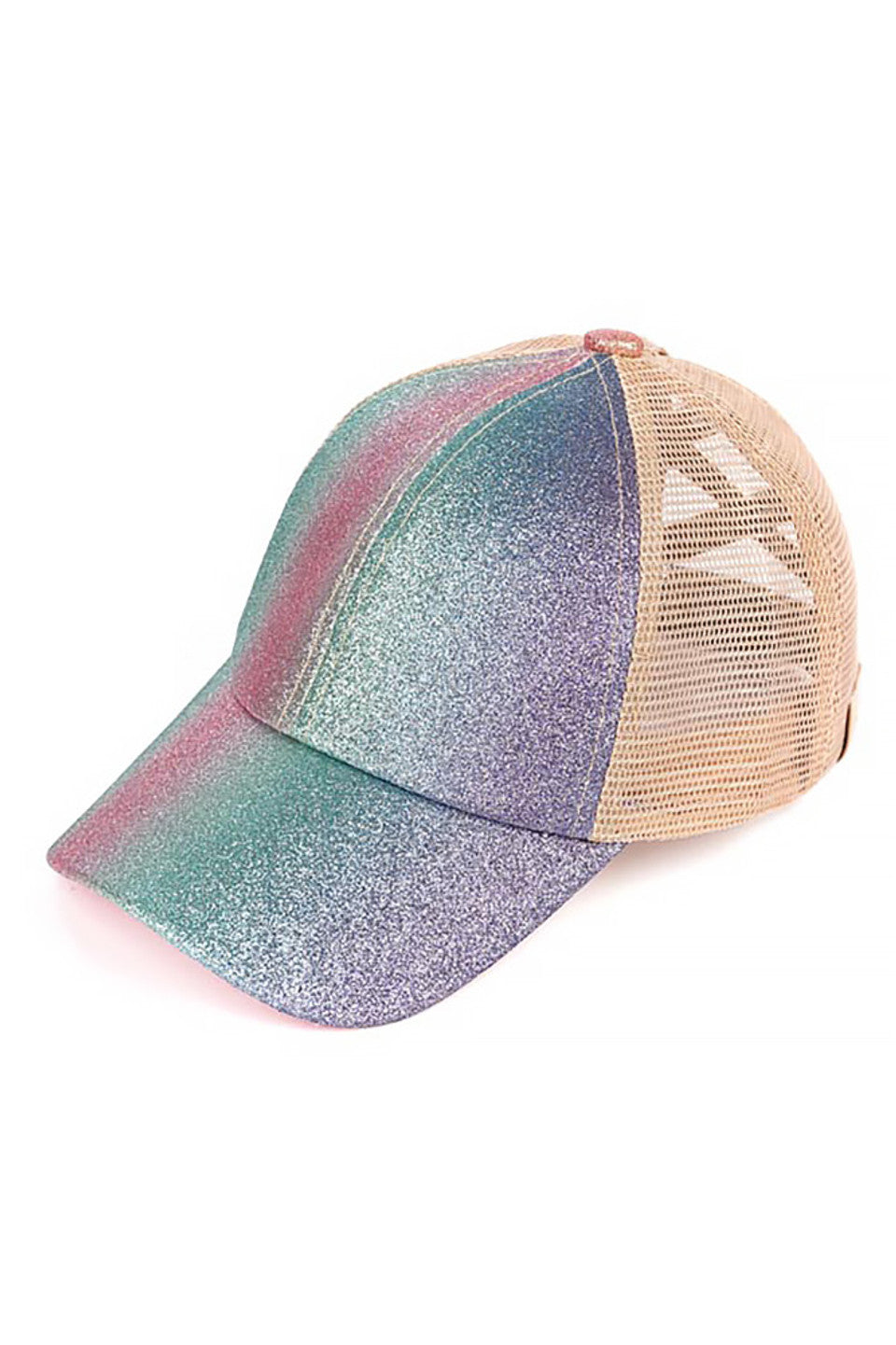 PurpleMulti C.C Kids Ombre Glitter Criss-Cross Ponycap combines playful style with practical comfort. Featuring a shimmering ombre glitter design and a unique criss-cross pattern, this ponycap adds a touch of sparkle to any child's outfit while securely holding hair in place. Crafted for durability and ease of wear, it’s perfect for active kids who want both function and flair. 