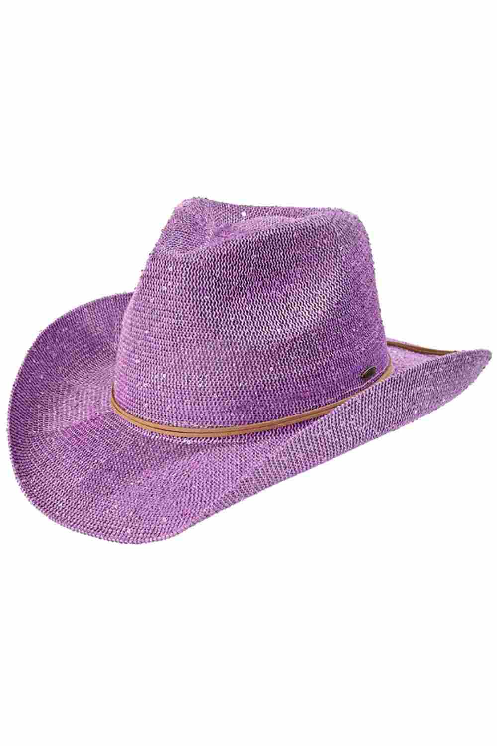 Lavender C.C Kids Suede String Band Sequin Cowboy Hat combines classic western style with playful sparkle, designed specifically for children. Crafted from soft suede, it offers comfortable wear while the string band ensures a secure fit. The sequin detailing adds a fun, eye-catching element, making it perfect for dress-up, themed events, or everyday adventures. Durable and stylish, this hat is an expert choice for young cowboys and cowgirls seeking both comfort and flair.