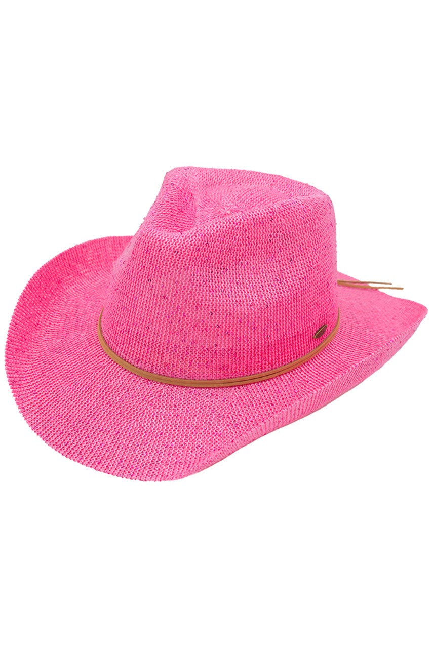 Pink C.C Kids Suede String Band Sequin Cowboy Hat combines classic western style with playful sparkle, designed specifically for children. Crafted from soft suede, it offers comfortable wear while the string band ensures a secure fit. The sequin detailing adds a fun, eye-catching element, making it perfect for dress-up, themed events, or everyday adventures. Durable and stylish, this hat is an expert choice for young cowboys and cowgirls seeking both comfort and flair. 