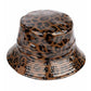 C.C Women's Leopard Pattern Shiny Reversible Rain Bucket Hat