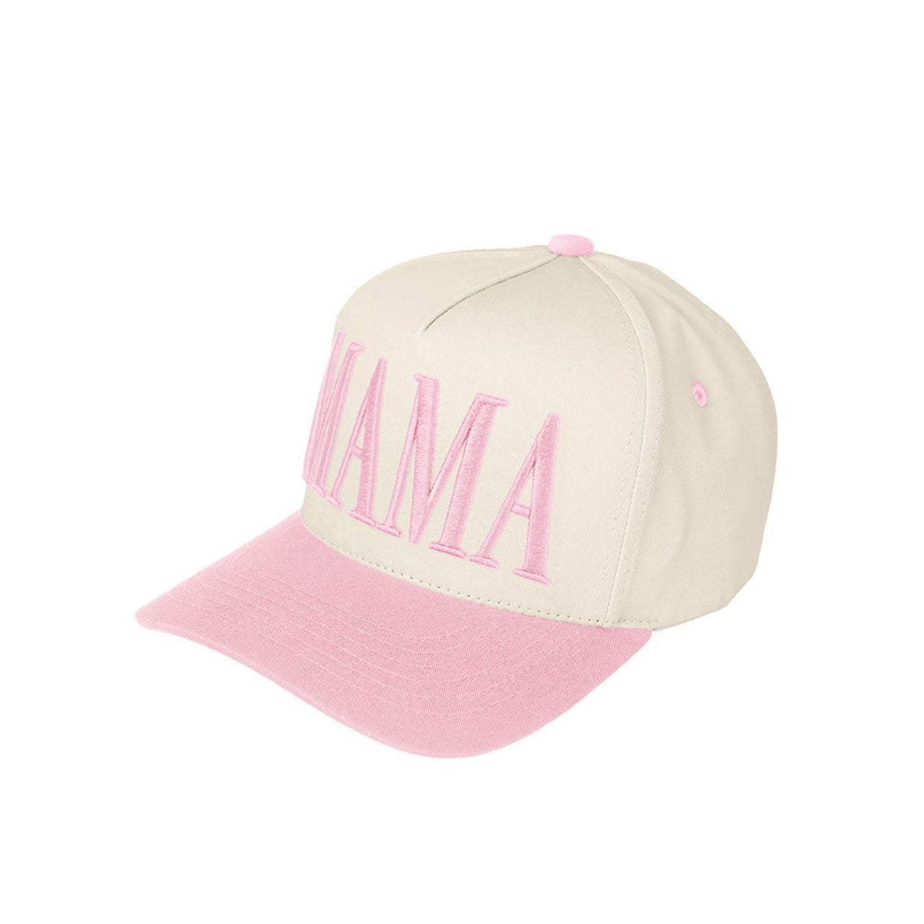 Light Pink C.C MAMA Letter embroidered Snapback Trucker Hat combines style with functionality. Featuring precise embroidery work, breathable mesh panels, and an adjustable snapback closure for a customized fit. The structured front maintains its shape while the curved brim provides optimal sun protection. Ideal for casual outings or making a statement about your maternal status with sophisticated flair.