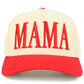 Red C.C MAMA Letter embroidered Snapback Trucker Hat combines style with functionality. Featuring precise embroidery work, breathable mesh panels, and an adjustable snapback closure for a customized fit. The structured front maintains its shape while the curved brim provides optimal sun protection. Ideal for casual outings or making a statement about your maternal status with sophisticated flair.