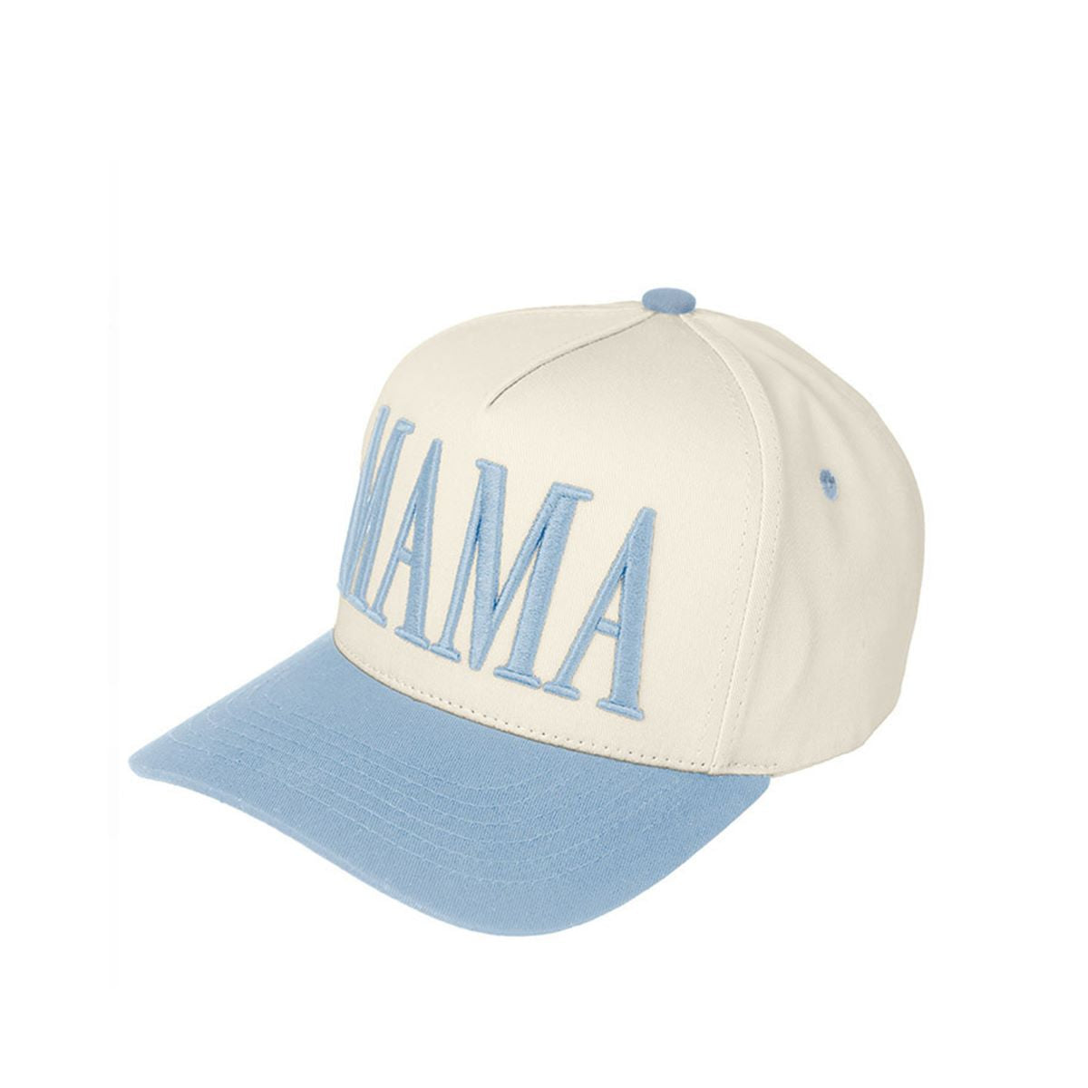 Sky Blue C.C MAMA Letter embroidered Snapback Trucker Hat combines style with functionality. Featuring precise embroidery work, breathable mesh panels, and an adjustable snapback closure for a customized fit. The structured front maintains its shape while the curved brim provides optimal sun protection. Ideal for casual outings or making a statement about your maternal status with sophisticated flair.