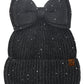 Black C.C Messy Bun Bow Beanie with Sequins Winter Hat combines functionality with sophisticated style. The specialized opening accommodates ponytails or messy buns, while the sequin embellishments add a touch of glamour. Crafted from premium thermal materials, this winter hat delivers optimal insulation without sacrificing aesthetics. The distinctive bow detail elevates this practical cold-weather essential into a fashion statement piece.