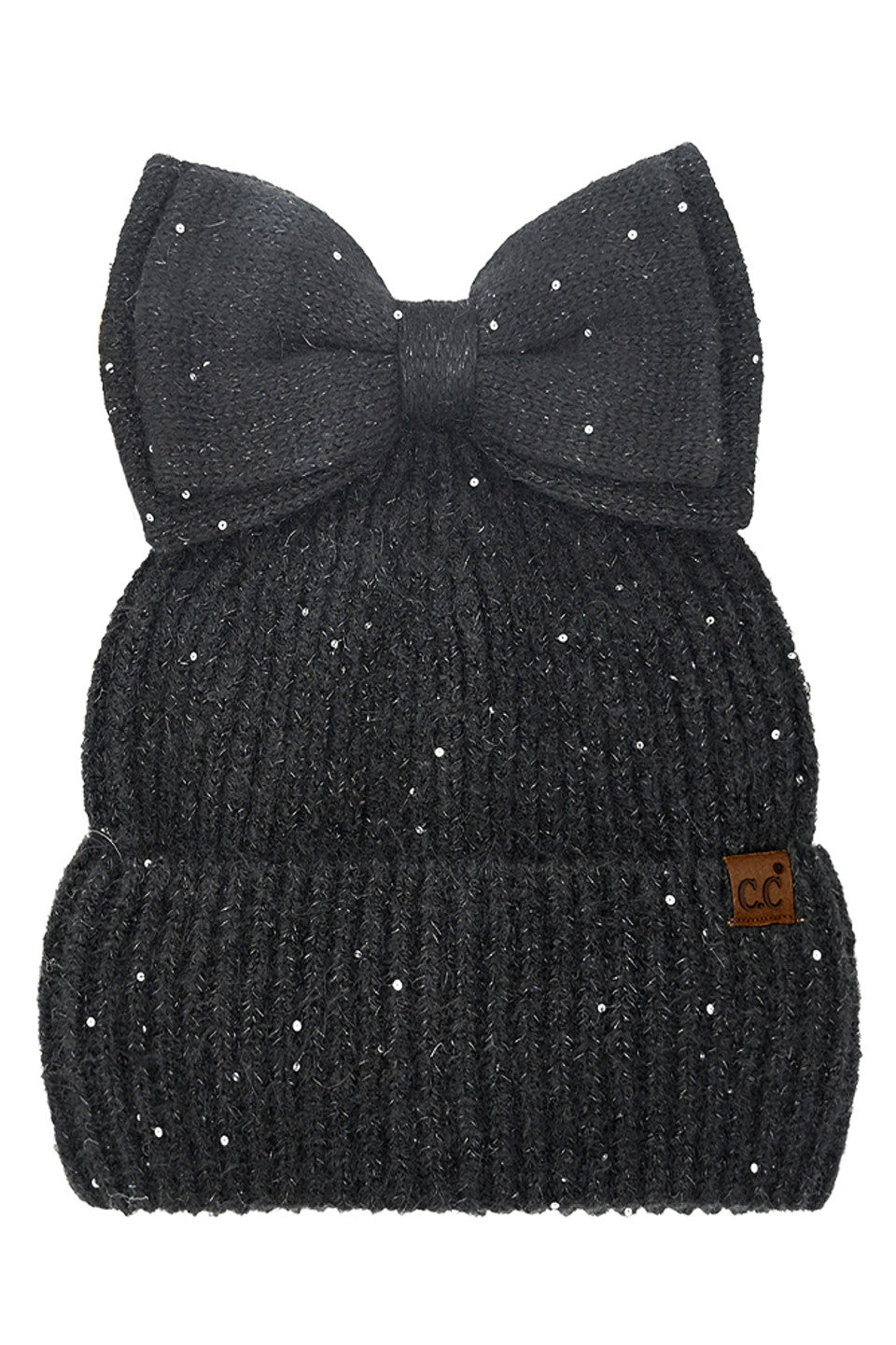 Black C.C Messy Bun Bow Beanie with Sequins Winter Hat combines functionality with sophisticated style. The specialized opening accommodates ponytails or messy buns, while the sequin embellishments add a touch of glamour. Crafted from premium thermal materials, this winter hat delivers optimal insulation without sacrificing aesthetics. The distinctive bow detail elevates this practical cold-weather essential into a fashion statement piece.