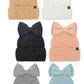 C.C Messy Bun Bow Beanie with Sequins Winter Hat - Beanie Hats