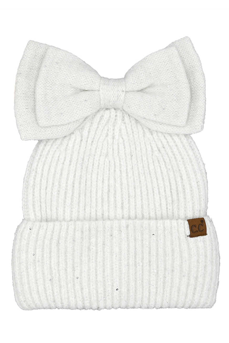 White C.C Messy Bun Bow Beanie with Sequins Winter Hat combines functionality with sophisticated style. The specialized opening accommodates ponytails or messy buns, while the sequin embellishments add a touch of glamour. Crafted from premium thermal materials, this winter hat delivers optimal insulation without sacrificing aesthetics. The distinctive bow detail elevates this practical cold-weather essential into a fashion statement piece.