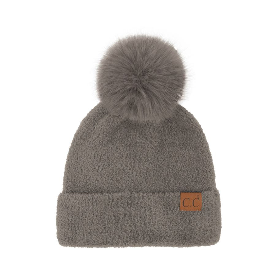 Light Gray C.C Plush Terry Chenille Pom Beanie Winter Hat&nbsp;combines superior thermal protection with refined style. Constructed from premium terry chenille fabric, this hat delivers exceptional insulation while maintaining breathability. The distinctive pom accent adds visual interest without compromising functionality. Designed with precise dimensions to ensure optimal coverage of ears and forehead, this cold-weather essential maintains its structural integrity throughout extended wear.