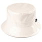 Ivory C.C Brand Shiny Solid Color Reflective Enamel Detailed Rain Bucket Hat; this rain hat is snug on the head and works well to keep rain off the head, out of eyes, and also the back of the neck. Wear it to lend a modern liveliness above a raincoat on trans-seasonal days in the city. Perfect Gift for fashion-forward friend