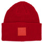 C.C Solid Ribbed Knit Detailed Beanie With Rubber Patch Hat