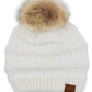Ivory C.C Decorative Tilted Whip Stitch Slouch Beanie Fur Pom Pom Winter Hat; reach for this classic toasty hat to keep you nice n warm in the chilly winter weather, the wintry touch finish to your outfit. Perfect Gift Birthday, Christmas, Holiday, Anniversary, Stocking Stuffer, Secret Santa, Valentine's Day, Loved One, BFF