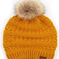 Mustard C.C Decorative Tilted Whip Stitch Slouch Beanie Fur Pom Pom Winter Hat; reach for this classic toasty hat to keep you nice n warm in the chilly winter weather, the wintry touch finish to your outfit. Perfect Gift Birthday, Christmas, Holiday, Anniversary, Stocking Stuffer, Secret Santa, Valentine's Day, Loved One, BFF
