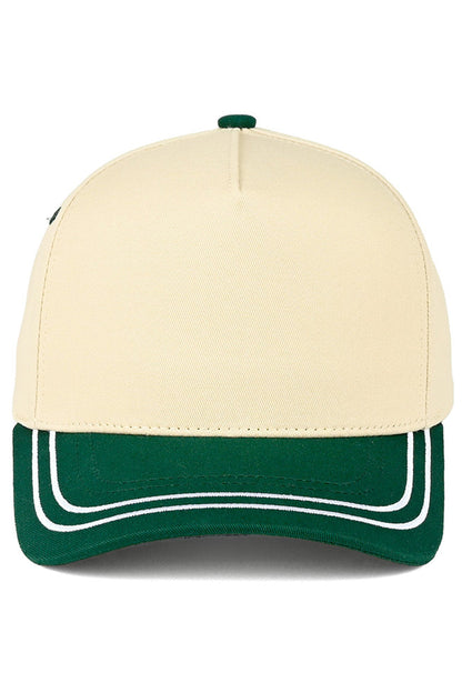 C.C Two Tone with Retro Stripe Cotton Trucker Cap - Green - Trucker Hat Baseball Cap