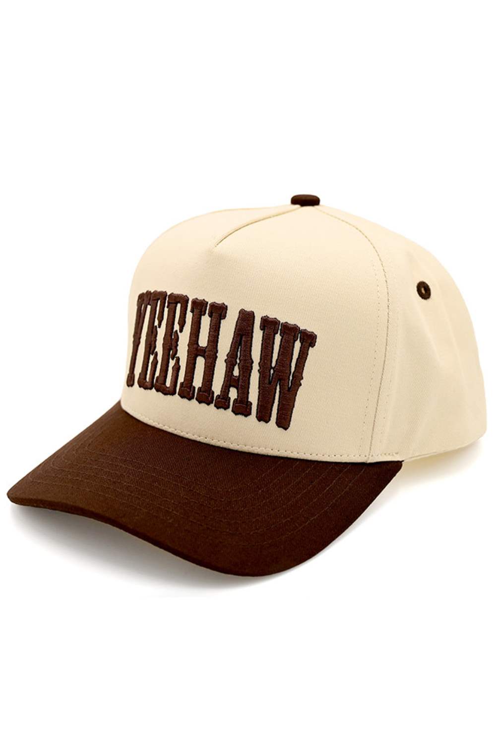 Brown C.C YEEHAW Embroidery Two Tone Cotton Trucker Cap combines classic trucker style with durable cotton fabric for lasting comfort. Featuring a distinctive two-tone design and detailed embroidery, this cap offers both a stylish look and breathable wear. Ideal for outdoor activities or casual everyday use, it provides adjustable fit and reliable sun protection. Elevate your headwear collection with this expertly crafted accessory that seamlessly balances function and fashion.