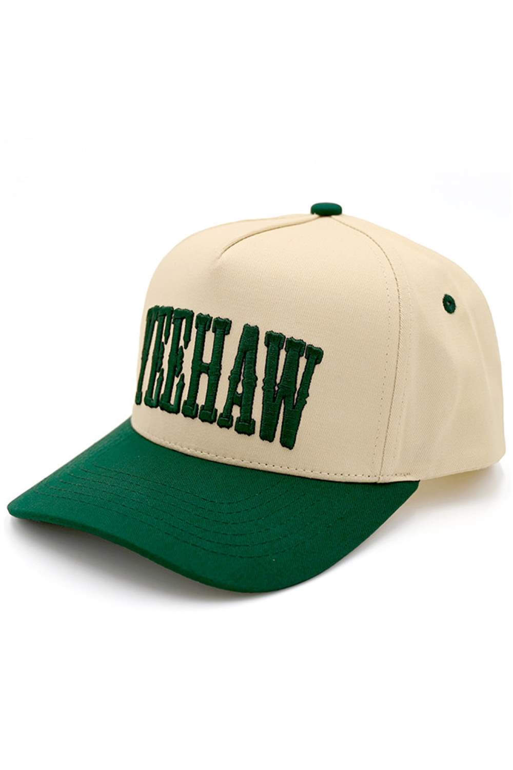 Dark Green C.C YEEHAW Embroidery Two Tone Cotton Trucker Cap combines classic trucker style with durable cotton fabric for lasting comfort. Featuring a distinctive two-tone design and detailed embroidery, this cap offers both a stylish look and breathable wear. Ideal for outdoor activities or casual everyday use, it provides adjustable fit and reliable sun protection. Elevate your headwear collection with this expertly crafted accessory that seamlessly balances function and fashion.