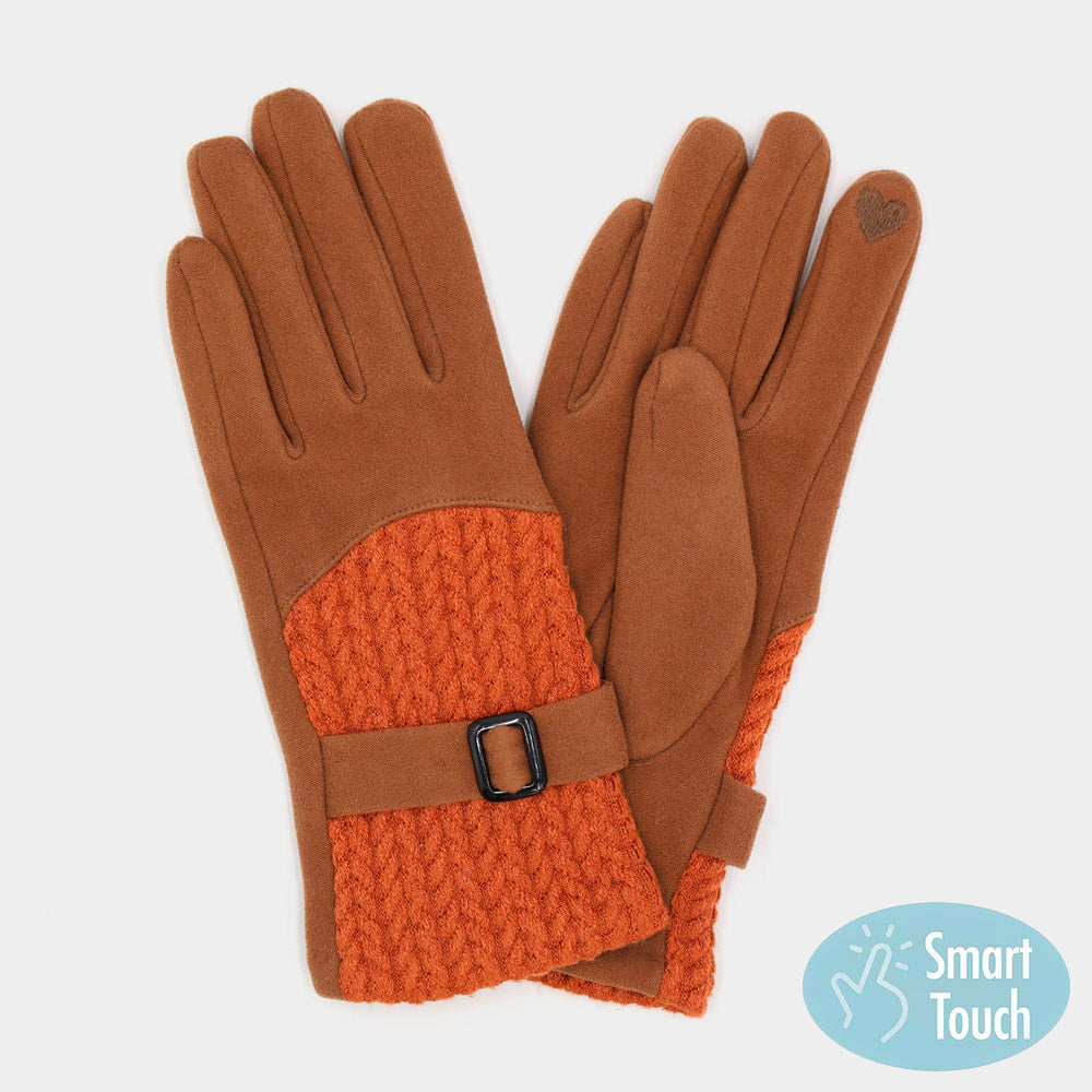 Rust Cable And Band Details Smart Touch Gloves