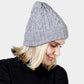 Gray Cable Knit Cuff Beanie Hat