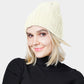 Ivory Cable Knit Cuff Beanie Hat