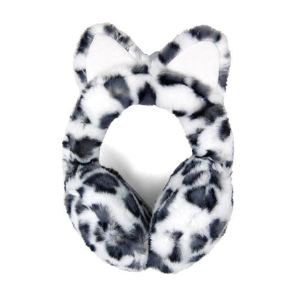 Plush Gray Gray Leopard Print Cat Ear Faux Fur Earmuffs Cat Ear Earmuffs Leopard Print Earmuffs, Plush hat-hair-free option to beanies/hats, so comfy/warm, fit securely around your head & against your ears. Stay cute & cozy this season with these muffs, the perfect cold weather accessory. Perfect Gift Birthday, Holiday, Christmas
