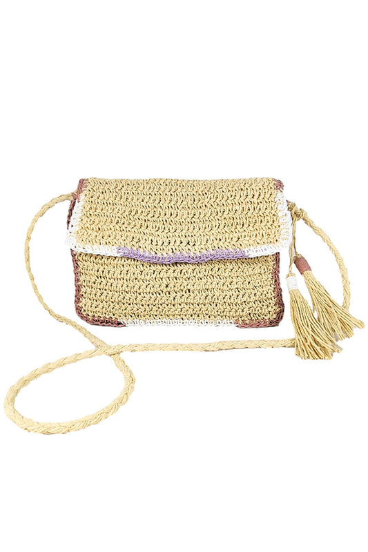 Charm Tassel Straw Crossbody Bag combines natural straw craftsmanship with a stylish tassel accent, offering a lightweight and breathable accessory perfect for warm-weather outings. Its crossbody design ensures hands-free convenience and secure carrying, making it ideal for daily errands or casual events. Durable yet elegant, this bag complements a variety of outfits while providing practical storage for essentials. 