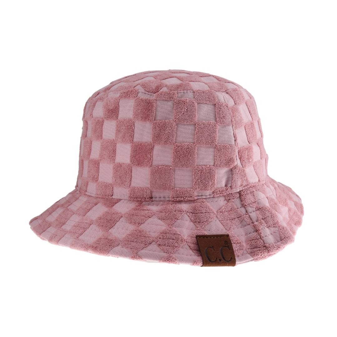 Rose Checkered Pattern Terry Cloth C.C Bucket Hat combines classic style with exceptional comfort. Crafted from soft terry cloth, this hat offers a lightweight, breathable fit ideal for all-day wear. Its distinctive checkered design adds a timeless, versatile touch, making it suitable for both casual outings and stylish ensembles. Durable and easy to care for, this bucket hat is a practical accessory that enhances your wardrobe with expert-level fashion and function. 