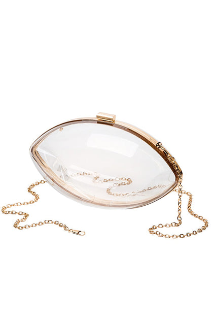 Gold Clear Acrylic Football Stadium Clutch Bag is expertly crafted from high-quality transparent acrylic, ensuring compliance with stadium security policies while offering a sleek, modern aesthetic. Its rigid structure protects your essentials, and the compact size provides convenient portability. Perfect for sports events, this clutch combines practicality with style for the discerning fan.