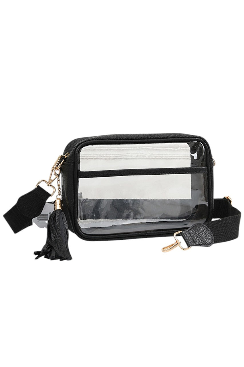 Clear PU Cross Body Camera Bag - Black - Crossbody Bag