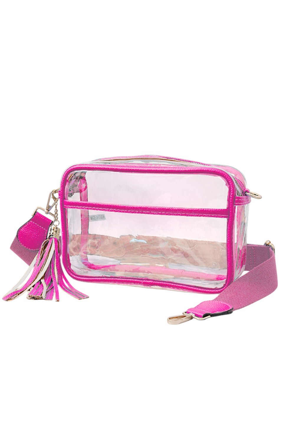 Clear PU Cross Body Camera Bag offers a sleek, transparent design crafted from durable polyurethane, providing both style and protection for your camera gear. Its crossbody strap ensures comfortable, hands-free carrying, while the clear material allows quick visibility of contents for easy access. Ideal for photographers seeking a practical yet modern solution to transport and safeguard their equipment.