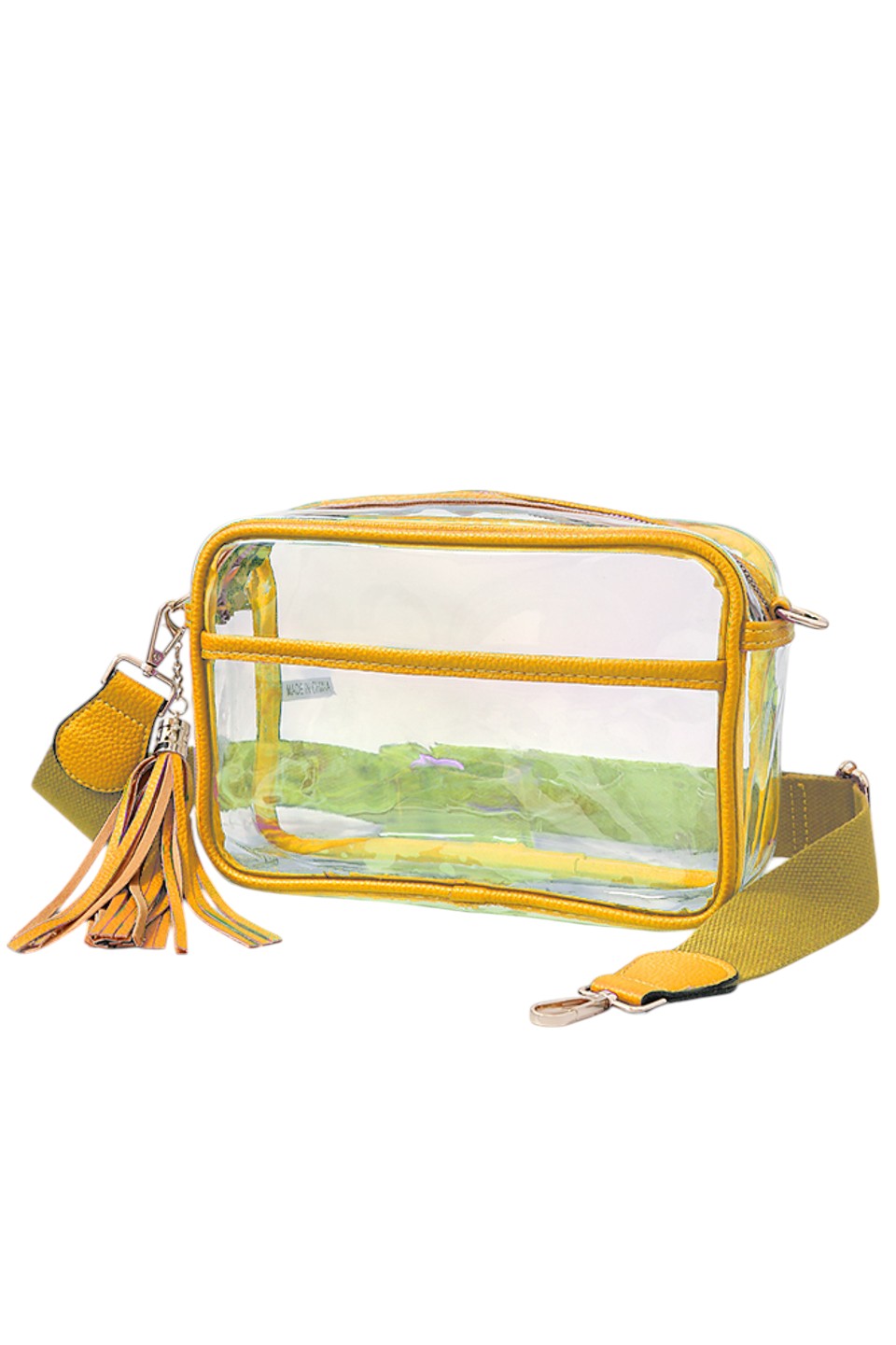 Clear PU Cross Body Camera Bag offers a sleek, transparent design crafted from durable polyurethane, providing both style and protection for your camera gear. Its crossbody strap ensures comfortable, hands-free carrying, while the clear material allows quick visibility of contents for easy access. Ideal for photographers seeking a practical yet modern solution to transport and safeguard their equipment.