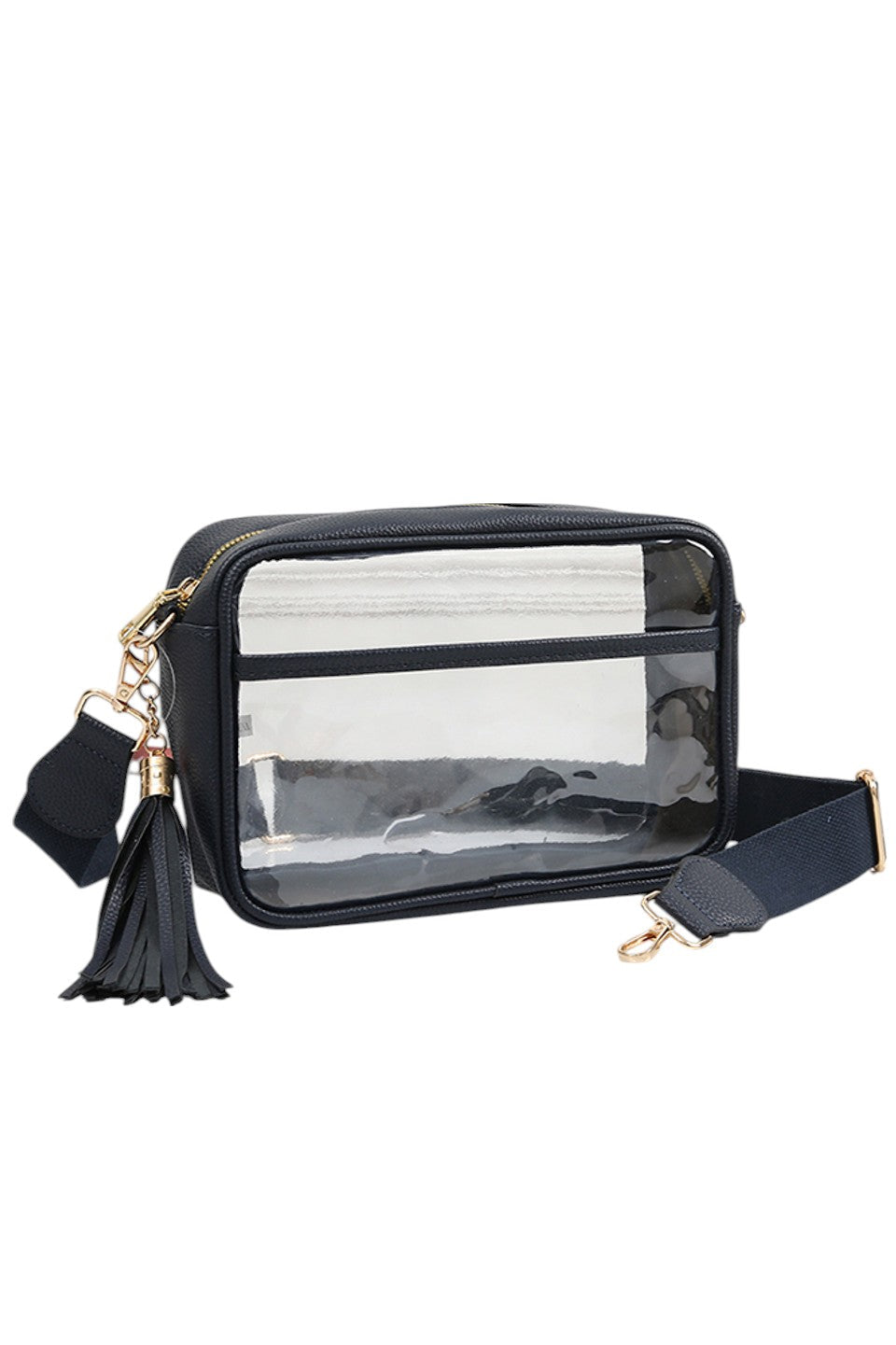 Clear PU Cross Body Camera Bag - Navy - Crossbody Bag