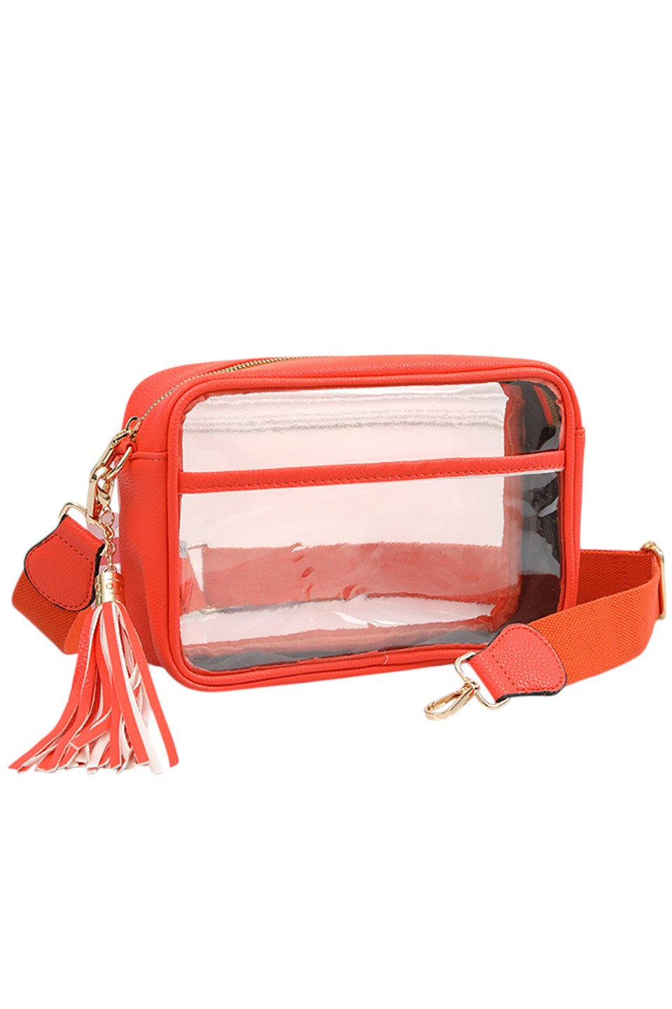 Clear PU Cross Body Camera Bag offers a sleek, transparent design crafted from durable polyurethane, providing both style and protection for your camera gear. Its crossbody strap ensures comfortable, hands-free carrying, while the clear material allows quick visibility of contents for easy access. Ideal for photographers seeking a practical yet modern solution to transport their equipment securely.