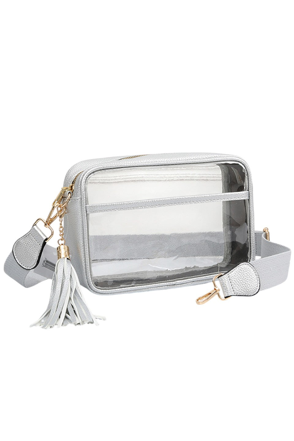 Clear PU Cross Body Camera Bag offers a sleek, transparent design crafted from durable polyurethane, providing both style and protection for your camera gear. Its crossbody strap ensures comfortable, hands-free carrying, while the clear material allows quick visibility of contents for easy access. Ideal for photographers seeking a practical yet modern solution to transport their equipment securely.