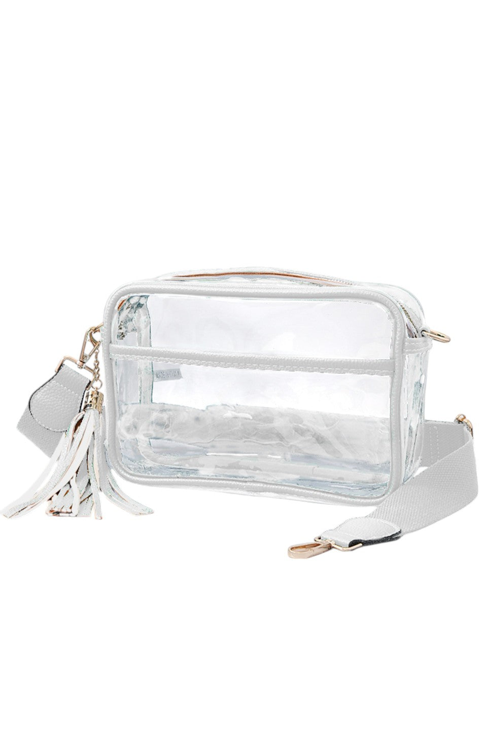 Clear PU Cross Body Camera Bag offers a sleek, transparent design crafted from durable polyurethane, providing both style and protection for your camera gear. Its crossbody strap ensures comfortable, hands-free carrying, while the clear material allows quick visibility of contents for easy access. Ideal for photographers seeking a practical yet modern solution to transport and safeguard their equipment.