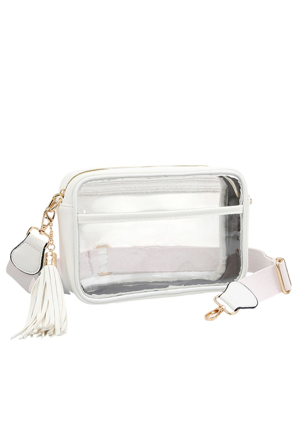Clear PU Cross Body Camera Bag offers a sleek, transparent design crafted from durable polyurethane, providing both style and protection for your camera gear. Its crossbody strap ensures comfortable, hands-free carrying, while the clear material allows quick visibility of contents for easy access. Ideal for photographers seeking a practical yet modern solution to transport their equipment securely.