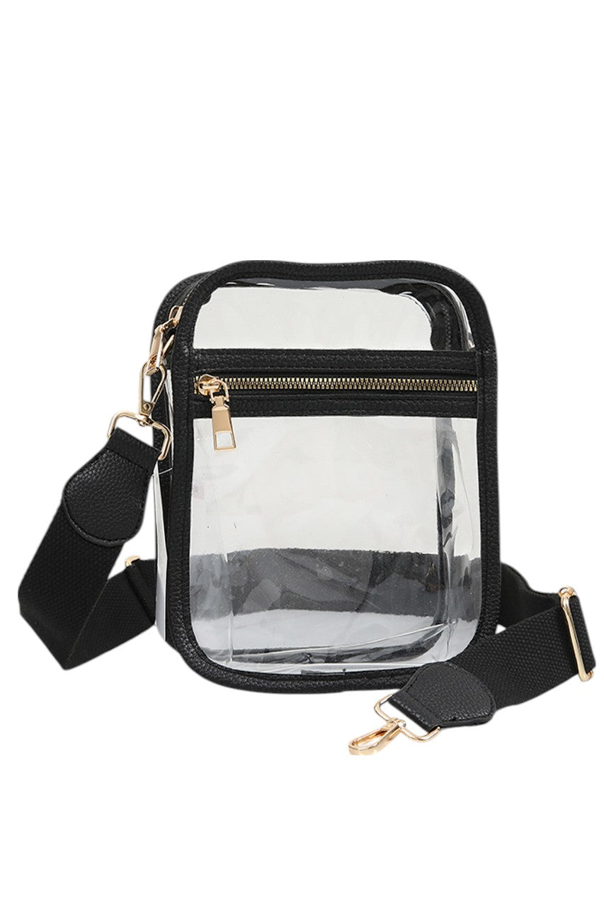 Clear PU Cross Body Mini Bag features a sleek, modern design crafted from durable, transparent polyurethane. Its compact size is perfect for carrying essentials while keeping your hands free. The adjustable strap ensures comfortable wear, making it ideal for both daily use and special occasions where style and convenience are paramount. This bag combines practicality with a minimalist aesthetic, allowing you to showcase your belongings with confidence and ease. 