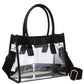 Women's Color Trim Clear Hand Bag Handbag