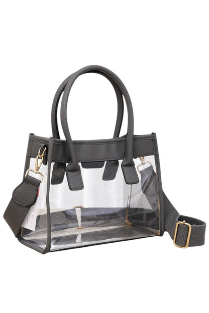 Women's Color Trim Clear Hand Bag Handbag