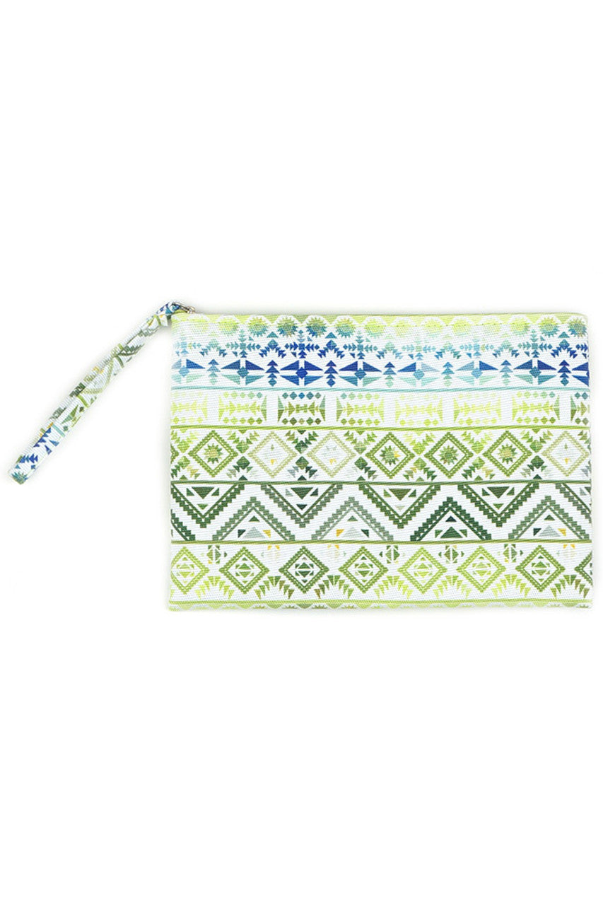 Colorful Tribal Pouch - Green Navy - Pouch Bag