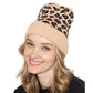 Camel Leopard Pattern Ribbed Knit Cuff Beanie Hat before running out the door reach for this toasty beanie to keep you incredibly warm. Fun accessory, it's the autumnal touch to finish your ensemble. Birthday Gift, Christmas Gift, Anniversary Gift, Regalo Navidad, Regalo Cumpleanos, Regalo Dia del Amor, Valentine's Day Gift