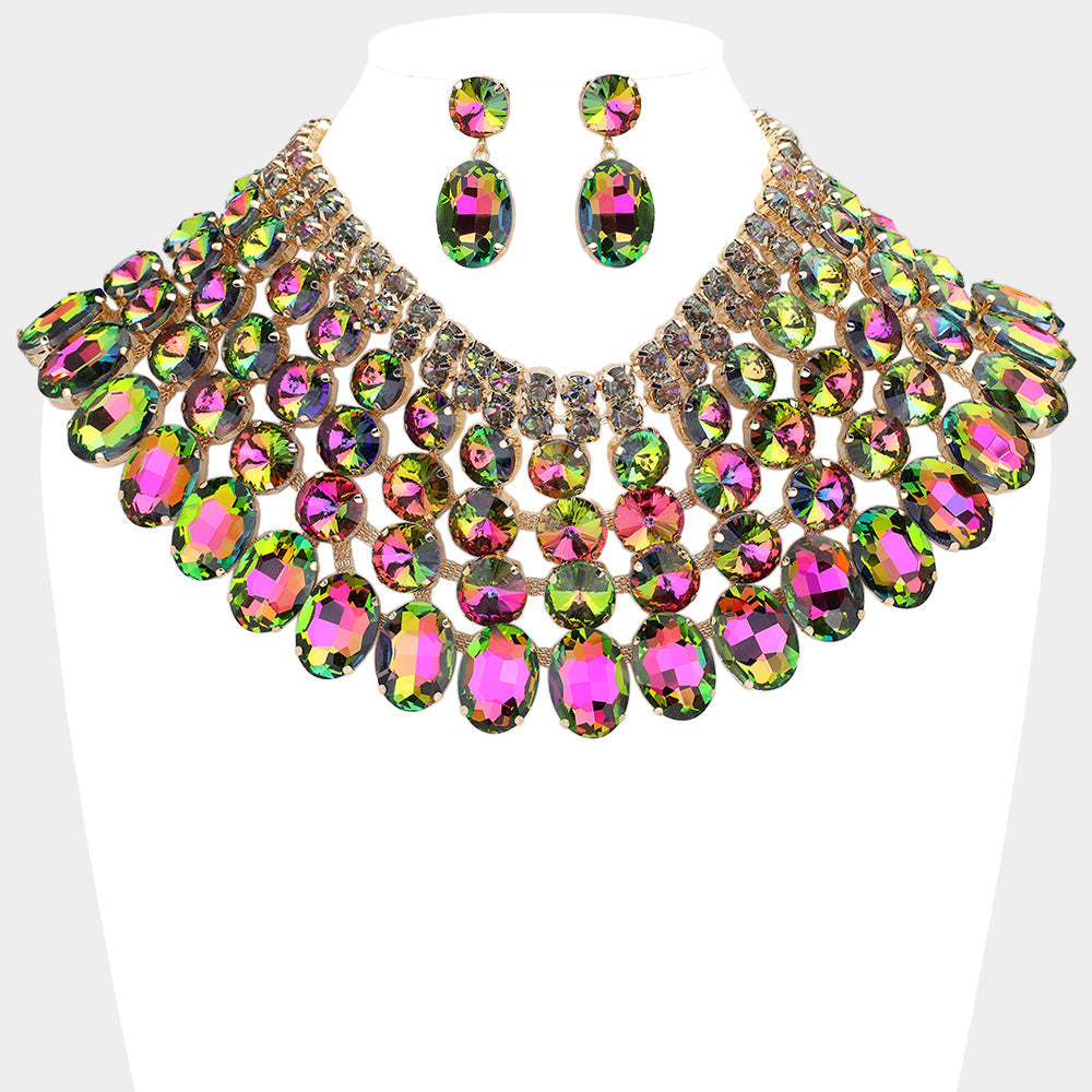 Vitrail Medium Crystal Glass Bib Statement Necklace