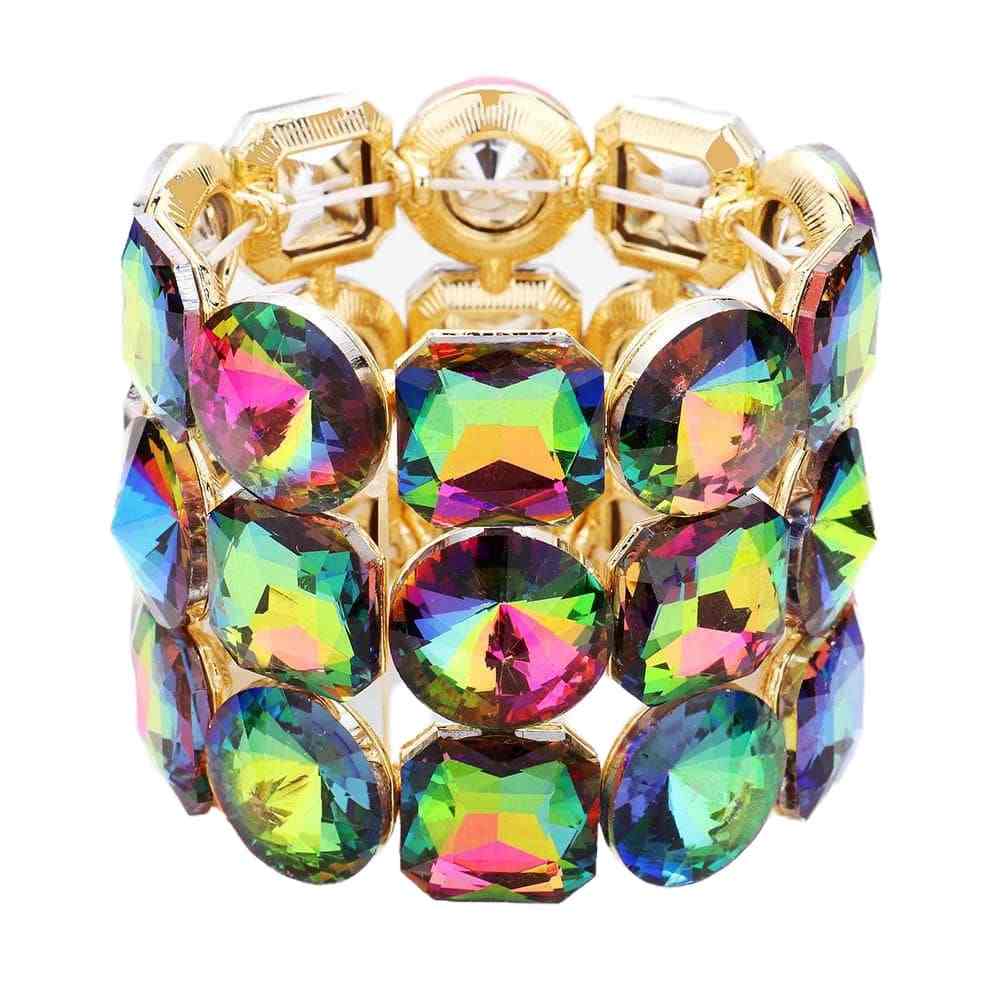 Vitrail Crystal Rhinestone Round Stretch Bracelet exquisite, sparkling, dare to dazzle with this bejeweled bracelet, just the right fit for outfit from T-shirt to a cocktail Dress. Ideal piece for any special occasion, wedding, prom, night out. Perfect Birthday Gift, Valentine's day Gift, Mother's Day Gift, Love you Gift