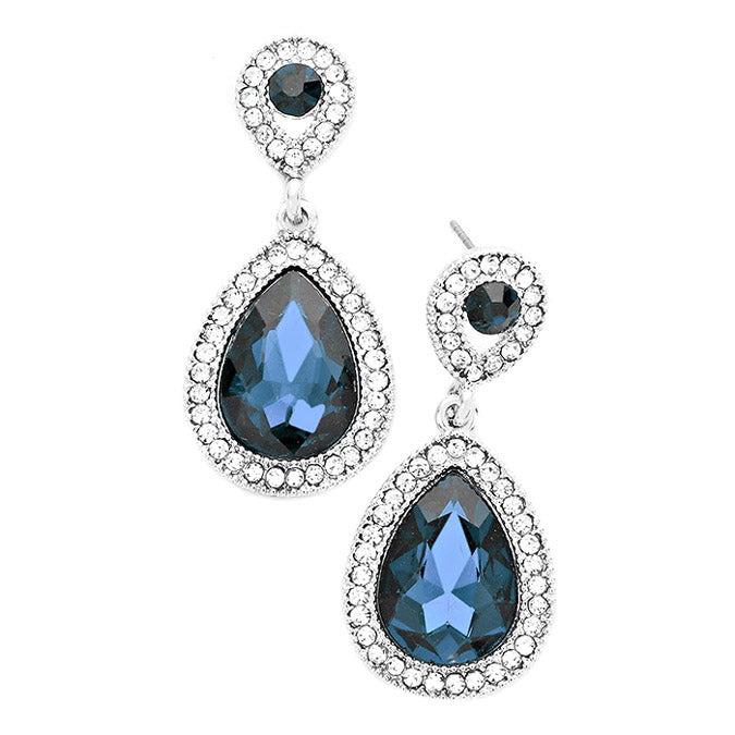 Classic Elegant Victorian Crystal Rhinestone Teardrop Evening Earrings Special Occasion, perfect set of sparkling earrings, pair these glitzy studs with any ensemble for a polished & sophisticated look. Perfect Gift Birthday, Holiday, Christmas, Valentine's Day, Anniversary, prom, wedding, sweet 16, Quinceanera, etc