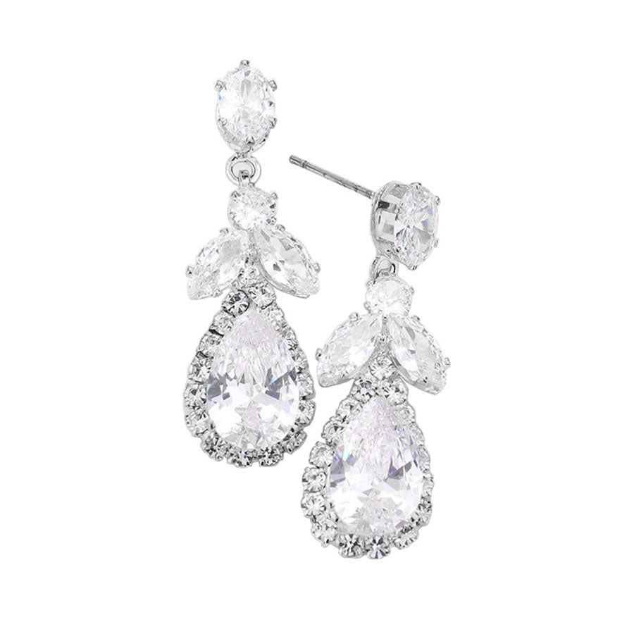 Silver CZ Multi Stone Dangle Evening Earrings, Get ready with these Dangle Evening Earrings put on a pop of color to complete your ensemble. Perfect for adding just the right amount of shimmer & shine and a touch of class to special events. Perfect Birthday Gift, Anniversary Gift, Mother's Day Gift, Graduation Gift.