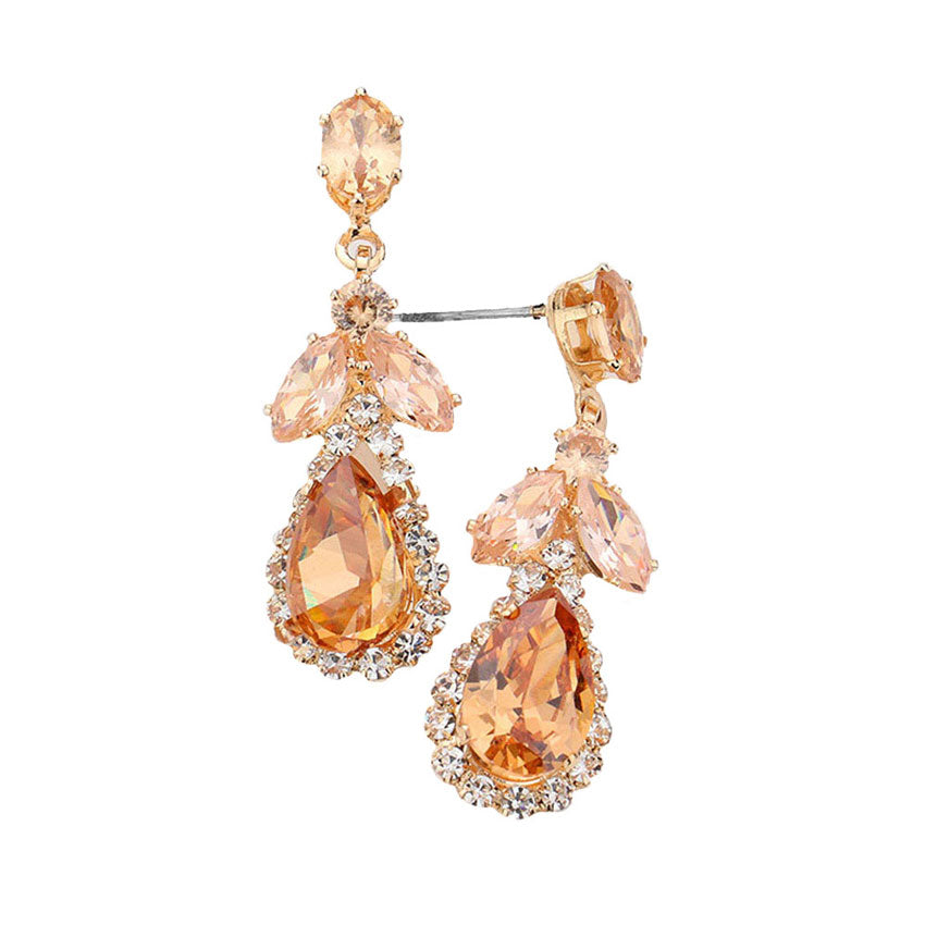 Topaz CZ Multi Stone Dangle Evening Earrings, Get ready with these Dangle Evening Earrings put on a pop of color to complete your ensemble. Perfect for adding just the right amount of shimmer & shine and a touch of class to special events. Perfect Birthday Gift, Anniversary Gift, Mother's Day Gift, Graduation Gift.