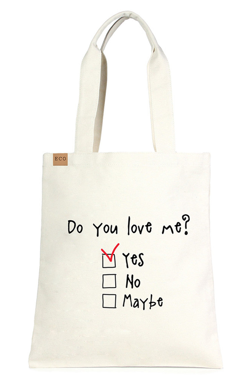 Do You Love Me Eco Bag combines sustainability with style, crafted from eco-friendly materials to reduce environmental impact. Its durable design ensures long-lasting use, while the spacious interior accommodates daily essentials effortlessly. Ideal for eco-conscious consumers seeking a practical yet fashionable accessory that supports a greener lifestyle. 
