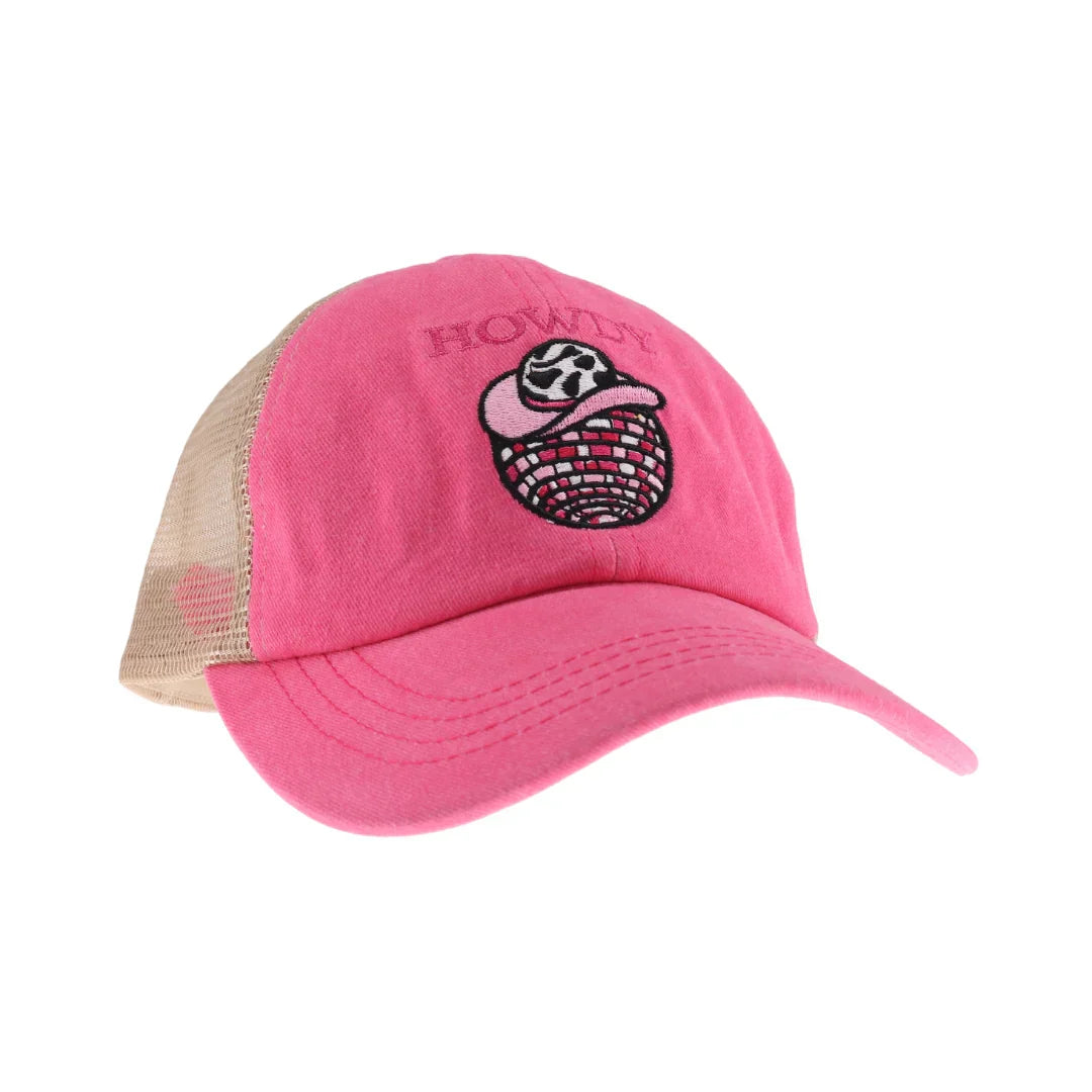Pink Embroidered Howdy Disco Ball C.C Ball Cap combines playful style with expert craftsmanship. Featuring detailed embroidery and a unique disco ball design, this cap offers a standout accessory that elevates casual outfits. Its comfortable fit and quality materials ensure durability and all-day wearability, making it a perfect choice for those seeking both fashion and function. 