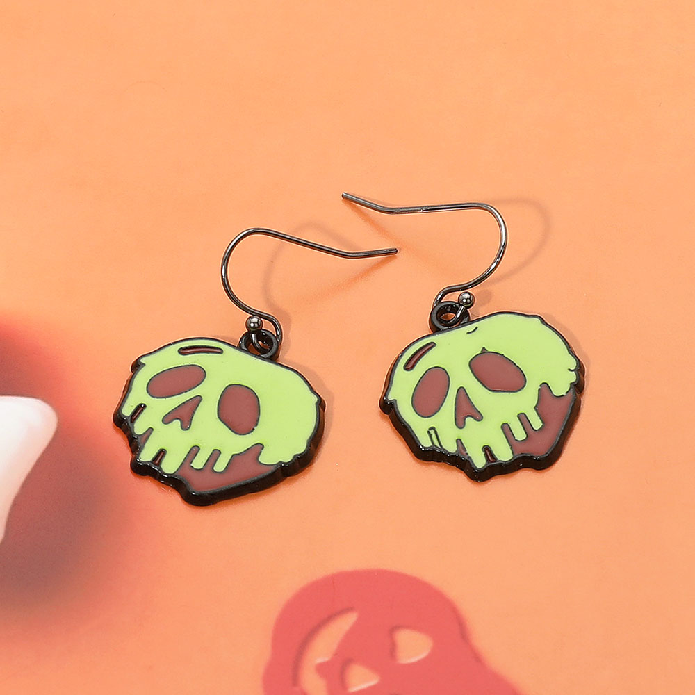 Multi Enamel Dripping Halloween Skull Dangle Earrings