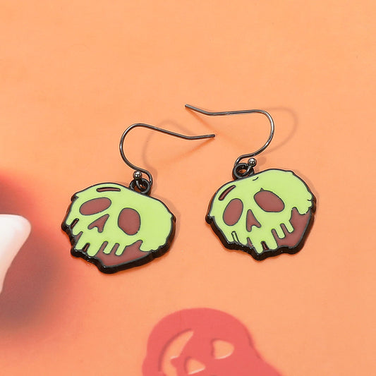 Multi Enamel Dripping Halloween Skull Dangle Earrings