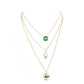 Green Enamel Rhinestone Embellished Evil Eye Hand Pendant Triple Layered Necklace, Get ready with these Pendant Triple Layered Necklace, put on a pop of color to complete your ensemble. Perfect for adding just the right amount of shimmer & shine  Perfect Birthday Gift, Anniversary Gift, Mother's Day Gift, Graduation Gift.