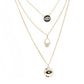 Black Enamel Rhinestone Embellished Evil Eye Hand Pendant Triple Layered Necklace, Get ready with these Pendant Triple Layered Necklace, put on a pop of color to complete your ensemble. Perfect for adding just the right amount of shimmer & shine  Perfect Birthday Gift, Anniversary Gift, Mother's Day Gift, Graduation Gift.